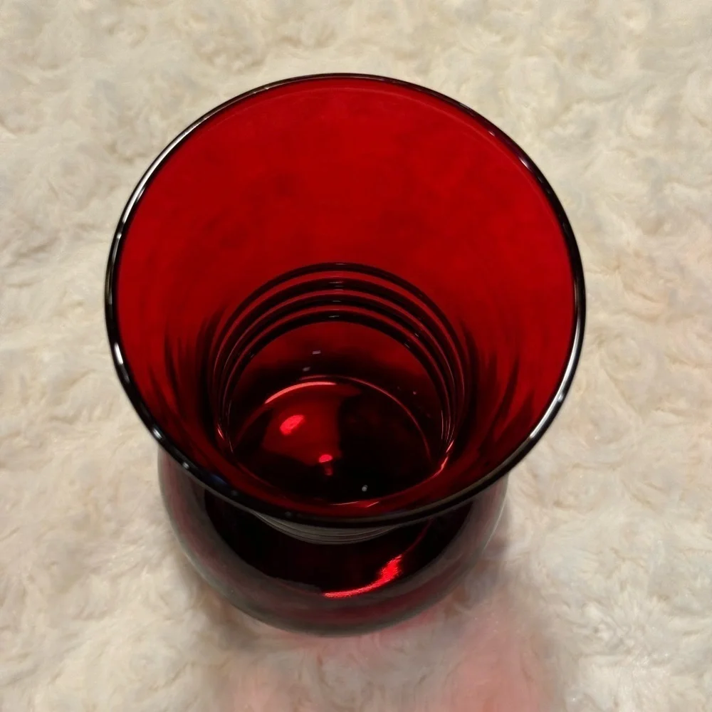 Vintage 1930s~Anchor Hocking~Royal Ruby Red~Hand-Blown~Bud Vase~Depression~G21
